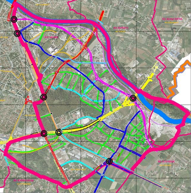 ДРУМСКИ САОБРАЋАЈ Целокупна улична мрежа на територији обухваћеној ПГР-ом је подељена на две основне категорије (примарна и секундарна),