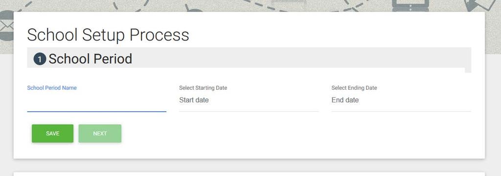 Αυτό το μήνυμα θα εμφανίζεται μόνο έως ότου δημιουργήσετε επιτυχώς το πρώτο σας σχολείο. Το πρώτο παράθυρο που εμφανίζεται σας ζητά να δημιουργήσετε School Period.