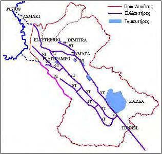 Σχήμα 4: Υπάρχοντα Έργα στην Λεκάνη της Κάρλας. (Μουστάκα Ε.