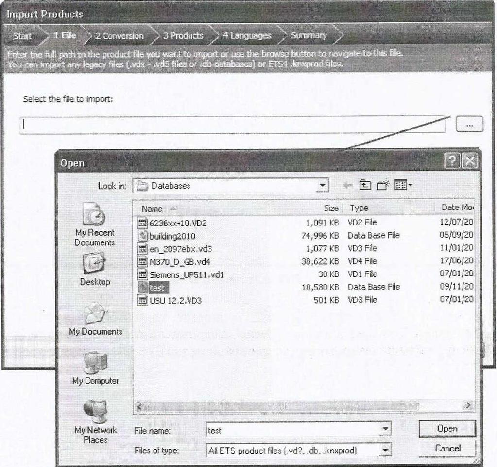 4.5.2 Εισαγωγή βάσεων δεδομένων ΚΝΧ- προϊόντων (Product data import) Μπορείτε να λάβετε στοιχεία ΚΝΧ- προϊόντων από τους κατασκευαστές τους είτε σε ένα CD είτε μέσω του διαδικτύου.