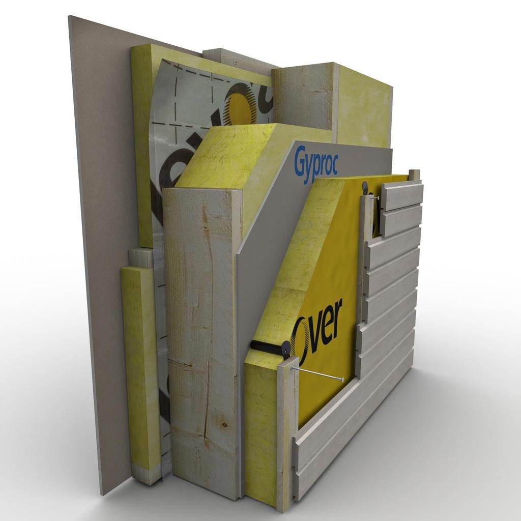 RKL 31 Facade kasutamine uusehitusel 1. Kipsplaat Gyproc GN või GEK 2. Puitkarkass risti kandepostidega, samm 900 või 1200 mm, karkkassi vahel isolatisoon KL33 pikkusega 870 või 1170 mm. 3. Vario aurutõkkekile 4.