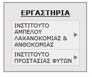 6.4 Εργαστήρια Κάτω από το κυρίως μενού του ιστοτόπου μας υπάρχει ένα ακόμα μενού με το όνομα εργαστήρια. Στο μενού αυτό παρουσιάζονται τα εργαστήρια που διαθέτουν τα δυο ινστιτούτα.