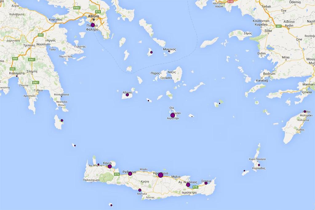 Εικόνα 5-58 Οι δυναμικές των ενδιάμεσων σταθμών των υδατοδρομίων Όλα τα παραπάνω στοιχεία παρουσιάζονται συνοπτικά στον Πίνακας 5-11 Πίνακας 5-11 Το πλήθος των ετήσιων πτήσεων των υδατοδρομίων της