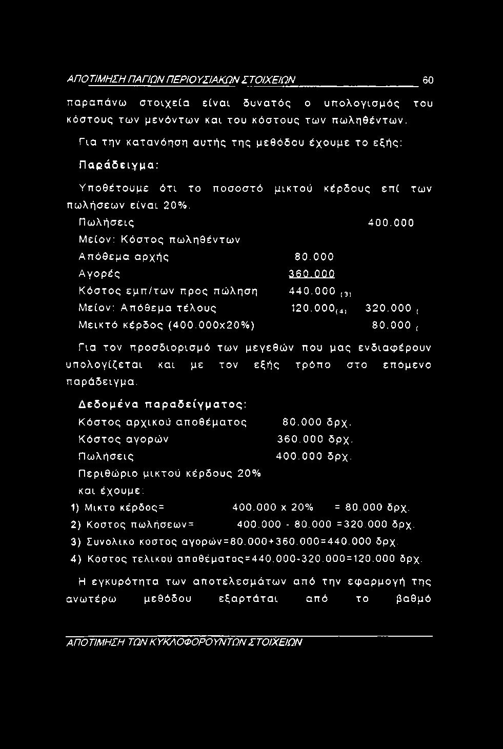 ΑΠ Ο ΤΙΜΗΣΗ ΠΑΠΩΝ ΠΕΡΙΟ ΥΣΙΑΚΩΝ Σ ΤΟΙΧΕΙΩΝ 60 παραπάνω στοιχεία είναι δυνατός ο υπολογισμός του κόστους των μενόντων και του κόστους των πωληθέντων.