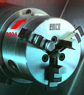 5 Cuù phaùp: M05 c) Döøng truïc chính Duøng ñeå döøng truïc chính khi keát thuùc gia coâng Hình 5.6 hoaëc chuaån bò ñoåi chieàu truïc chính.
