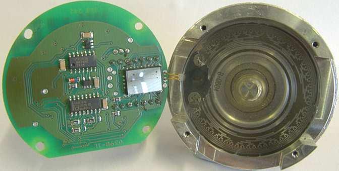 15: Thước quang chuyển động quay (optical rotary encoder): cấu trúc thật bên ngoài c) Nguyên lý biến trở: Sử dụng Potentiometers, Là loại vật liệu có điện trở tỷ lệ thuận với chiều dài.