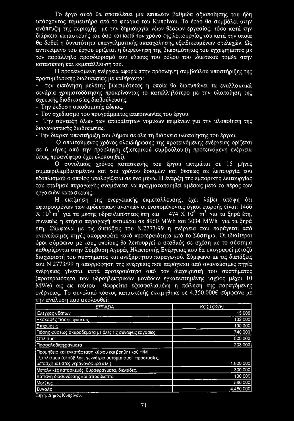 Η προτεινόμενη ενέργεια αφορά στην πρόσληψη συμβούλου υποστήριξης της προσυμβατικής διαδικασίας με καθήκοντα: - την εκπόνηση μελέτης βιωσιμότητας η οποία θα διατυπώνει τα εναλλακτικά σενάρια