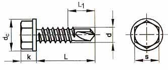 Εικόνα 17: Χαρακτηριστικά αυτοδιάτρητης με εξάγωνη κεφαλή βίδας.