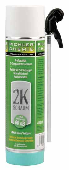 Dvokomponentni purpen 2K Dvokomponentni purpen 2K hitro strjevanje visoka lepilna moč zvočna izolacija do 60 db brez FCKW, HFCKW, FKW, HFKW 300511 Pur-pen 2K Pichler 400 ml Dvokomponentni purpen 2K