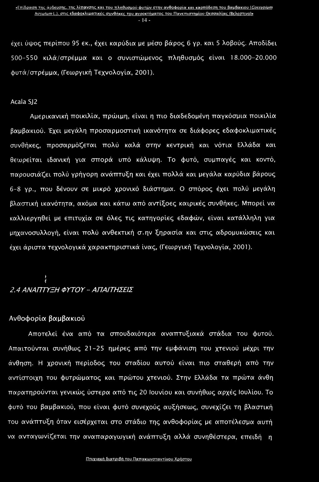 Αποδίδει 500-550 κιλά/στρέμμα και ο συνιστώμενος πληθυσμός είναι 18.000-20.000 φυτά/στρέμμα, (Γεωργική Τεχνολογία, 2001).