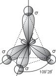 Gibrid orbitallarning o qlari orasidagi valent burchak 109 8 ga teng.
