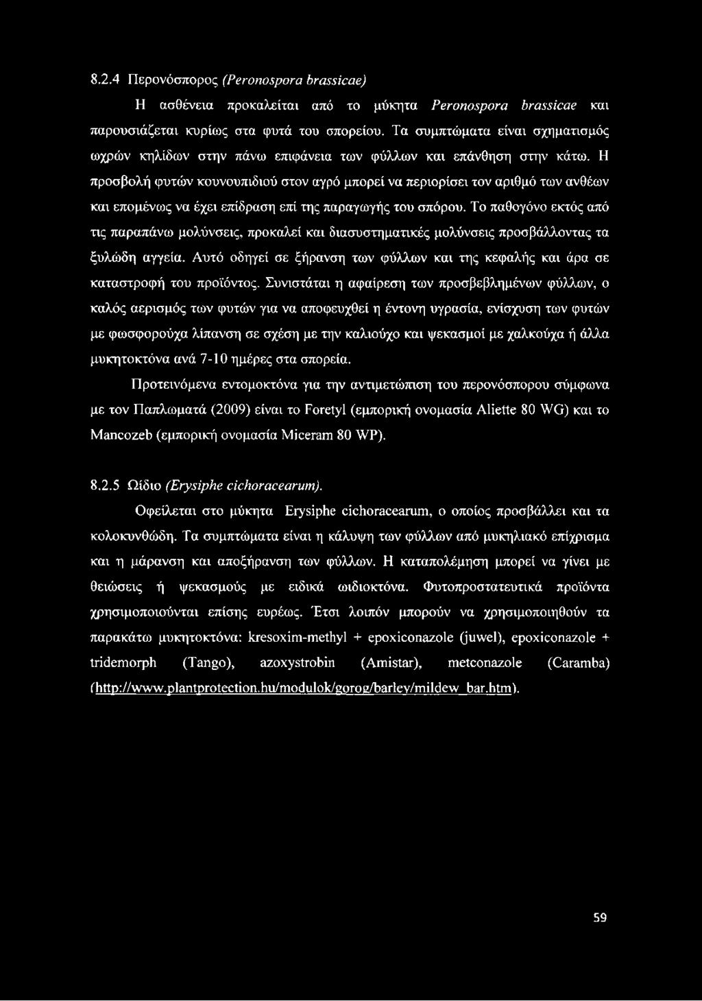 Η προσβολή φυτών κουνουπιδιού στον αγρό μπορεί να περιορίσει τον αριθμό των ανθέων και επομένως να έχει επίδραση επί της παραγωγής του σπόρου.