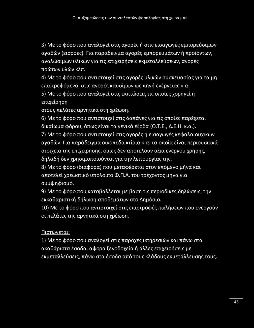 3) Με το φόρο που αναλογεί στις αγορές ή στις εισαγωγές εμπορεύσιμων αγαθών (εισροές).