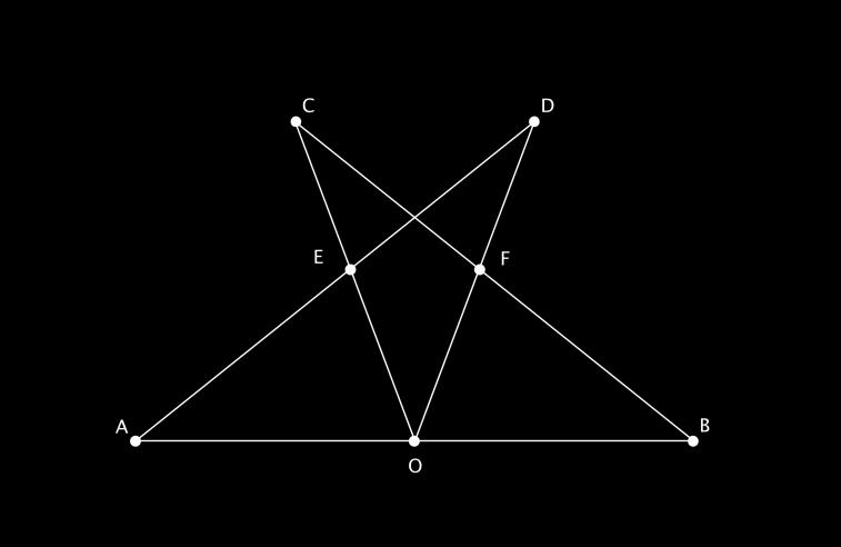 AB הקטעים AD ו- CO נחתכים בנקודה E. הקטעים BC ו- DO נחתכים בנקודה.