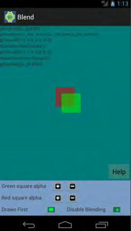 Εικόνα 32. Η κίνηση των τετραγώνων με απενεργοποιημένη τη μίξη χρωμάτων (αριστερά). Ενεργοποίηση της μίξης χρωμάτων (δεξιά).