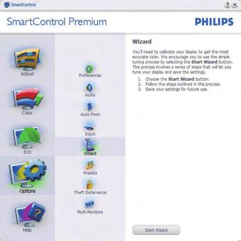 3.5 Philips SmartControl Premium Το νέο λογισμικό SmartControl Premium της Phillips σας δίνει τη δυνατότητα να ελέγξετε την οθόνη σας μέσω μία εύχρηστης διεπαφής γραφικών επί της οθόνης.