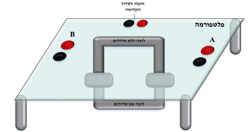 4.3 חקירת השנאי ותכונותיו 1. מקמו יחדיו את שתי הליבות בצורת U כמתואר באיור 1. התצורה הזאת היא התצורה הבסיסית של שנאי. איור 1: תצורת שנאי כוונו את מחולל האותות לגל סינוס בתדירות.