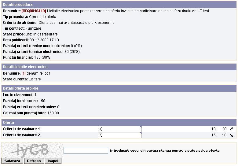 Proceduri de atribuire 143 Depunerea ofertei se poate face in starea de licitare.