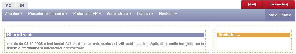 4.1. Utilizatorul va fi redirectionat catre pagina principala a aplicatiei din partea publica. fig. 2.4.1 Atentie! Pentru a putea accesa din nou sistemul este nevoie de o noua autentificare.