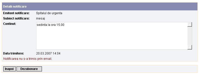 Se va deschide pagina Vizualizare notificare.