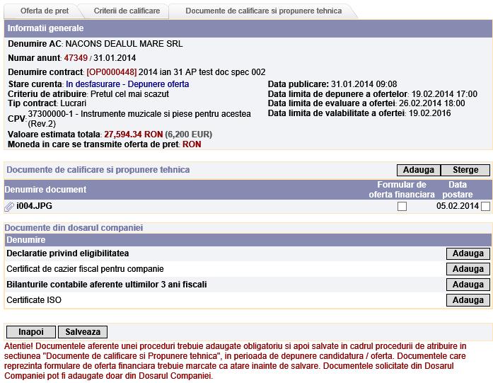 Anunturi 81 De notat că ofertantul nu este obligat să răspundă la aceste cerinţe specifice încărcînd documente din setului lui de documente specifice (deşi aceasta este varinata cea mai lesnicioasă).