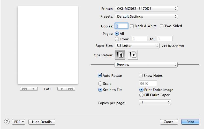 Εκκίνηση εργασίας εκτύπωσης 1 Ανοίξτε το αρχείο που επιθυμείτε να εκτυπώσετε από μία εφαρμογή. 2 Από το μενού [Αρχείο], επιλέξτε [Εκτύπωση]. 3 Επιλέξτε [OKI-MC562] από τη λίστα [Εκτυπωτής (Printer)].