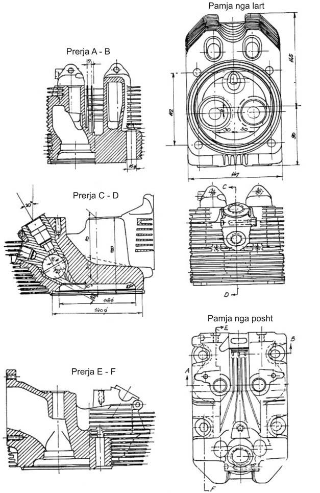 243 7.4 Hermetizuesi i kokës se motorit (mbyllësja) Fig. 358 Koka e motorit te ftohur me ajër.