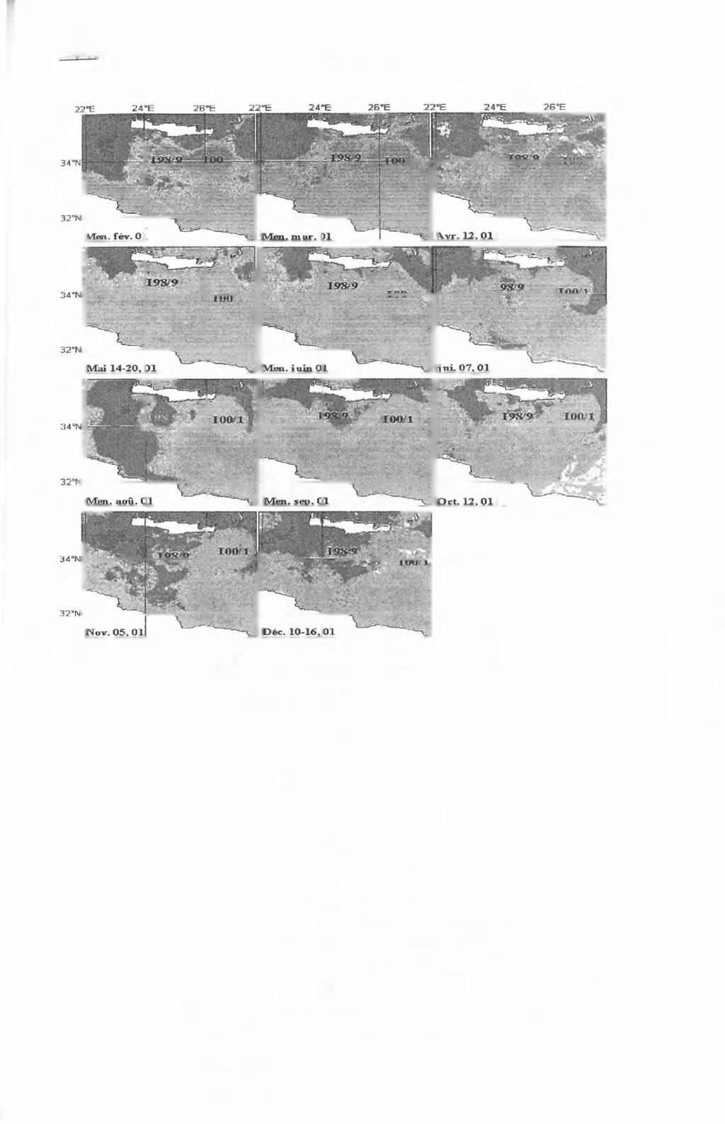 Κεφάλαιο 9- Η Χρήση των δορυφορικών εικόνων - 182- Εΐκόνα 9.4.1.4γ: Η επιφανειακή κυκλοφορία της Γύρας Ιεράπετρας από τον Οκτώβριο του 1998 μέχρι τον Δεκέμβριο του 2001, (N.