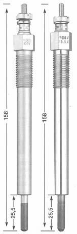 SERIES OF GLOW PLUG (ACTUAL SIZE) Y-204 RS Y-204 SS Y-204 TS1 Y-207 T M