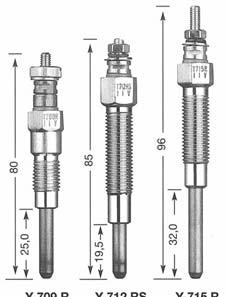 SERIES OF GLOW PLUG (ACTUAL SIZE) Y-703 R M 10 x 1.