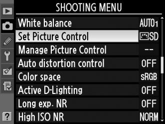 J Ενίσχυση εικόνας Picture Controls (Μόνο Λειτουργίες P, S, A και M) Το μοναδικό σύστημα Picture Control της Nikon παρέχει τη δυνατότητα κοινής χρήσης των ρυθμίσεων επεξεργασίας εικόνας,