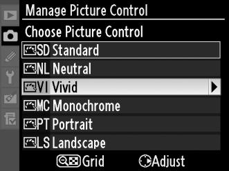 Επισημάνετε Manage Picture Control (Διαχείριση Picture Control) στο μενού λήψης και πατήστε το 2. Κουμπί G 2 Επιλέξτε Save/edit (Αποθήκευση/ επεξεργασία).
