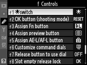 Κύριο μενού A: Reset custom