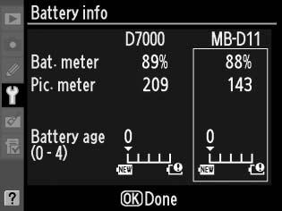 Battery Info (Πληροφορίες μπαταρίας) Κουμπί G B Μενού ρυθμίσεων Εμφανίστε πληροφορίες σχετικά με την μπαταρία που είναι τοποθετημένη στη μηχανή. Στοιχείο Περιγραφή Bat.