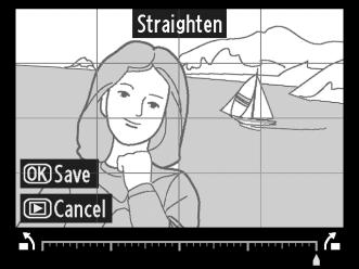 Straighten (Ίσιωμα) Κουμπί G N μενού επεξεργασίας Δημιουργήστε ένα ισιωμένο αντίγραφο της επιλεγμένης εικόνας.