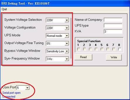 3.3. Λειτουργίες και χαρακτηριστικά συστήματος τάσης Κατεβάστε και εκκινήστε το Λογισμικό Εργαλείο ρύθμισης του UPS, ώστε να βλέπετε την παρακάτω εικόνα στην οθόνη σας. 3.3.1.