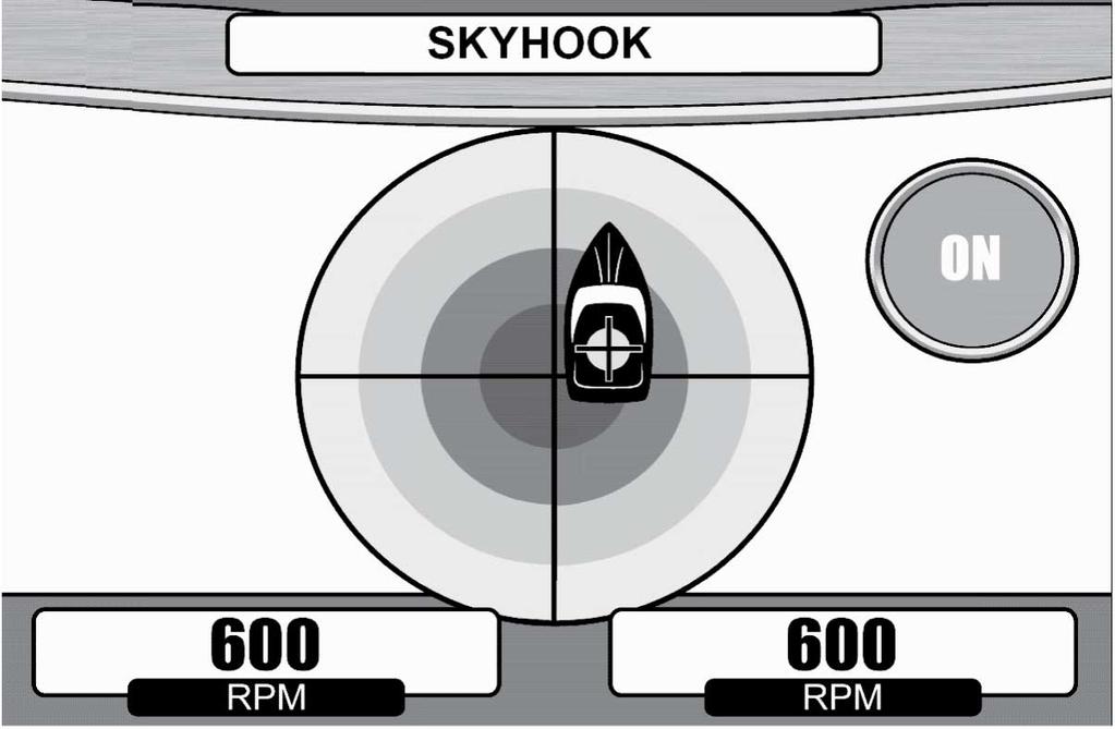 Ενότητα 3 - Στο νερό ΣΗΜΕΙΏΣΕΙς ΣΤΗΝ ΟΘΌΝΗ SKYHOOK c d Οθόνη Skyhook στο VesselView - Θέση όπου είναι ρυθμισμένο το Skyhook - Θέση του σκάφους σε σχέση με τη θέση ρύθμισης 27716 c - Διαβάθμιση 5