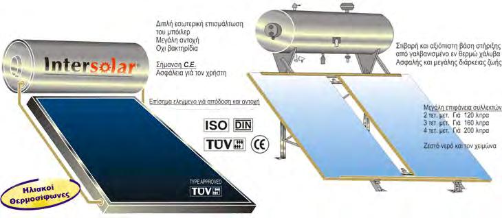 ❶ ΗΛΙΑΚΟΣ ΘΕΡΜΟΣΙΦΩΝΑΣ INTERSOLAR MODEL ΛΙΤΡΑ m² ΗΛΙΑΚΟΥ ΣΥΛΛΕΚΤΗ S-120 E 120 1,9 ( 1 TEM A19S-1) S-160 E1 160 1,9 ( 1 TEM A19S-1) S-160 E 160 2,5 ( 1 TEM A25S-1) S-200 E 200 2,5 ( 1 TEM A25S-1)