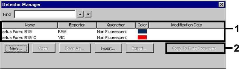 εσωτερικού ελέγχου επιλέξτε το συνδυασμό VIC/Non Fluorescent. Με την επιβεβαίωση της ενέργειας (OK) επιστρέφετε στο Detector Manager.