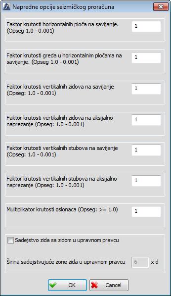 2 Dijalog u kome se zadaju napredne opcije seizmičkog proračuna 7.3.4.