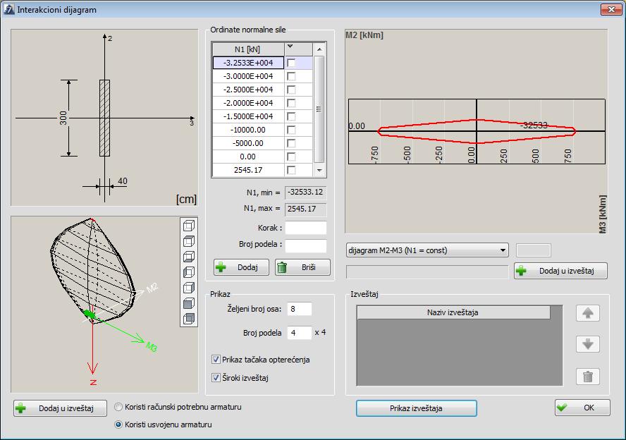 4 Izgled dijaloga Interakcioni dijagram Rad sa ovim dijalogom je potpuno isti kao i kod naredbe za generisanje interakcionih dijagrama grede. 9.
