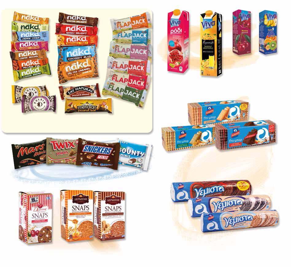 1,59 8 Ατομικές μπάρες δημητριακών σε διάφορες γεύσεις Cereal bars in various f lavours Σοκολατάκια