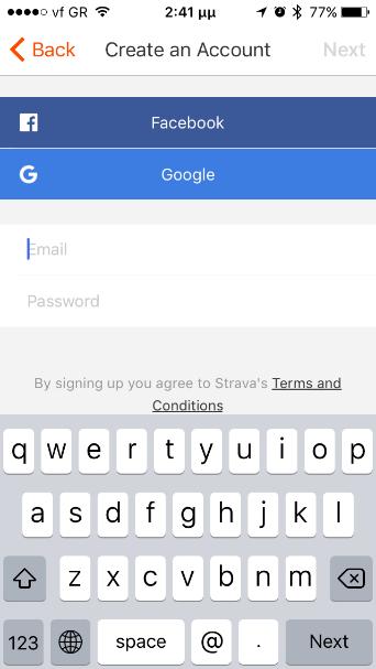 Κατεβάζουμε την εφαρμογή Strava από το App Store ή το Play Store (Αναζήτηση Strava Aπόκτηση Εγκατάσταση κ.λπ.). Την ανοίγουμε και εμφανίζεται η παρακάτω εικόνα 22α, Β βήμα.