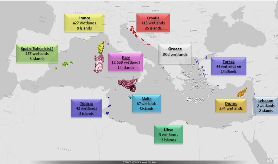 14.644 φυσικοί και τεχνητοί υγρότοποι > 0,1ha 159 νησιά Tο πρόγραμμα του WWF Ελλάς για την