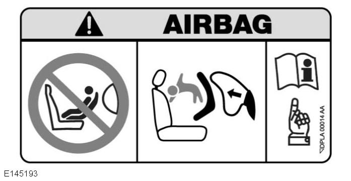 Το σύμβολο αυτό είναι κολλημένο στο άκρο του ταμπλό στην πλευρά του συνοδηγού και προειδοποιεί ότι απαγορεύεται η χρήση παιδικού καθίσματος στραμμένου προς τα πίσω στο κάθισμα του συνοδηγού, όταν