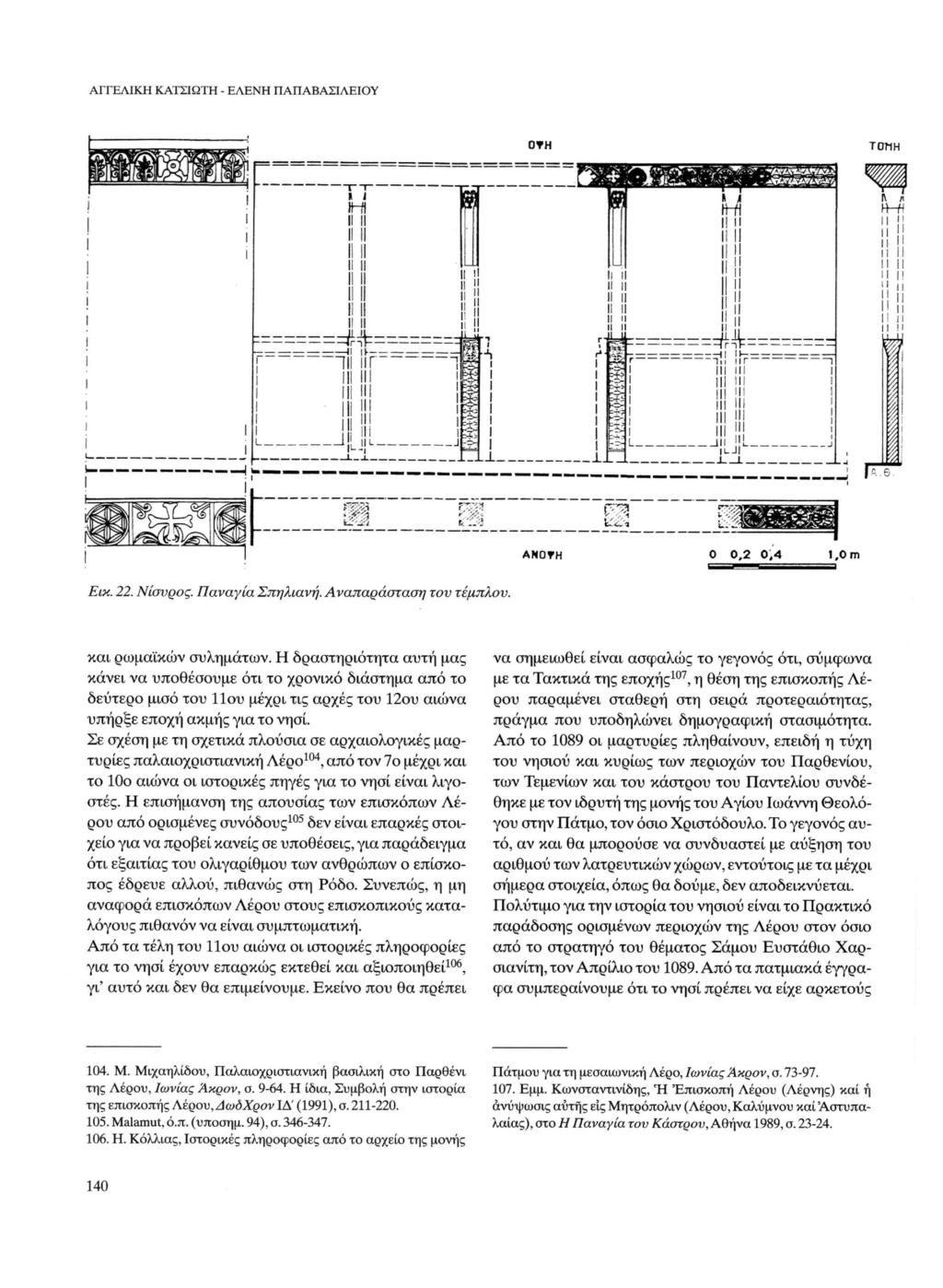 ΑΓΓΕΛΙΚΗ ΚΑΤΣΙΩΤΗ - ΕΛΕΝΗ ΠΑΠΑΒΑΣΙΛΕΙΟΥ OTH ΤΟΜΗ λ J HI Ι! Il Hfc*==r=====#* i i it - "11! Ur in IM.1 fj r# m ANOTH Εικ. 22. Νίσυρος. Παναγία Σπηλιανή. Αναπαράσταση 0 0,2 0,4 1,0 m του τέμπλου.