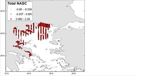 Εικόνα 7: Χάρτης κατανομής για το 2008 από την επιφάνεια μέχρι τα 20 μέτρα (L1).