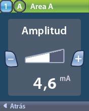 Acceso a opciones adicionales desde el menú principal 2. Seleccione el área que desee. La pantalla Area (Área) aparece con las siguientes opciones de parámetros: es 3.