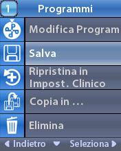 Accesso alle opzioni aggiuntive dal menu principale Salvataggio dei programmi modificati Se l'ampiezza della stimolazione, la durata dell'impulso o la frequenza sono state modificate, le nuove