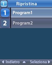 Indicazioni per l'uso del telecomando clinico Ripristino dei programmi Se, dopo aver salvato le modifiche a un programma, si decide che si desidera riportare il programma alle impostazioni di